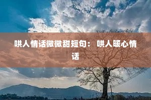 哄人情话微微甜短句: 哄人暖心情话 哄人情话微微甜短句: 哄人暖心情话