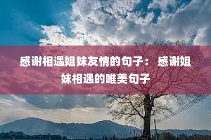 感谢相遇姐妹友情的句子: 感谢姐妹相遇的唯美句子 感谢相遇姐妹友情的句子: 感谢姐妹相遇的唯美句子