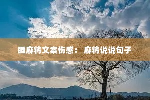 睡麻将文案伤感: 麻将说说句子 睡麻将文案伤感: 麻将说说句子