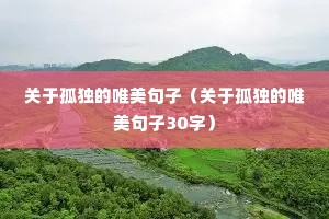 关于孤独的唯美句子(关于孤独的唯美句子30字) 关于孤独的唯美句子(关于孤独的唯美句子30字)
