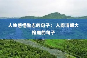 人生感悟励志的句子: 人间清醒大格局的句子 人生感悟励志的句子: 人间清醒大格局的句子