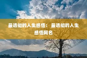 最透彻的人生感悟: 最透彻的人生感悟网名 最透彻的人生感悟: 最透彻的人生感悟网名