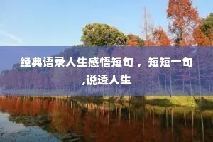 经典语录人生感悟短句 ,短短一句,说透人生 经典语录人生感悟短句 ,短短一句,说透人生