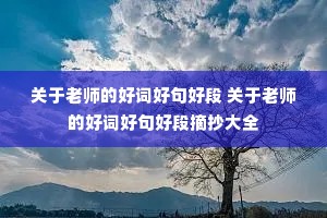 关于老师的好词好句好段 关于老师的好词好句好段摘抄大全 关于老师的好词好句好段 关于老师的好词好句好段摘抄大全